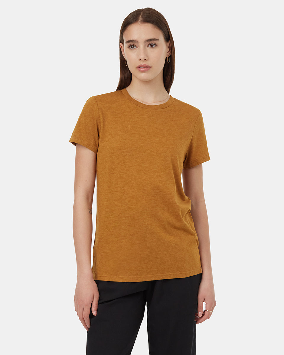 Brown-Recycled-Polyester-Crew-Neck-T-Shirt