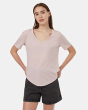 Load image into Gallery viewer, Pink-V-Neck-Short-Sleeve-T-Shirt
